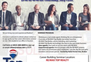 RE/MAX CAREER BUILDING SEMINAR – JULY 12TH AT 2PM – ALL ARE WELCOME! (Houston)